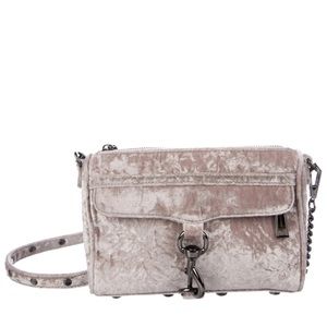 Rebecca Minkoff gray/lilac velvet crossbody bag